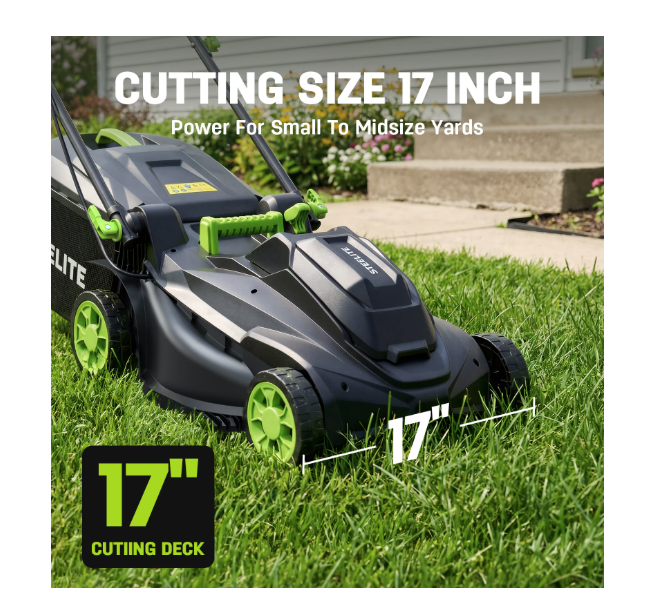 (Good) Steelite 17-Inch Cordless Lawn Mower, 2x21V Electric Lawn Mowers with Brushless Motor for Garden,2*4.0Ah Battery & Charger Included