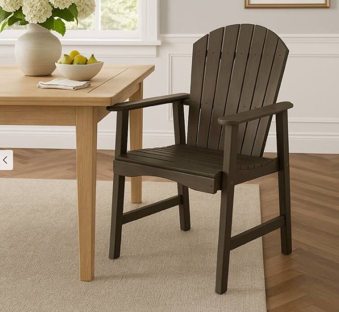 (New Open Box) Pima Outdoor Dining Chair Set of 2, Adirondack Taupe Gray Acacia Wood