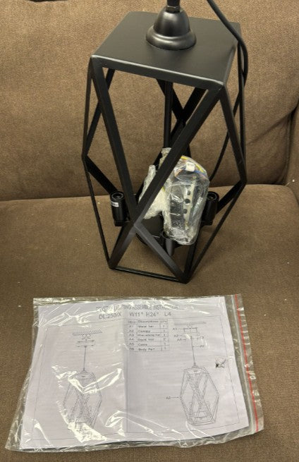 (New Open Box) Mona Lisa Pendant Light | Black Finish • Modern Hanging Ceiling Fixture (HB-048)