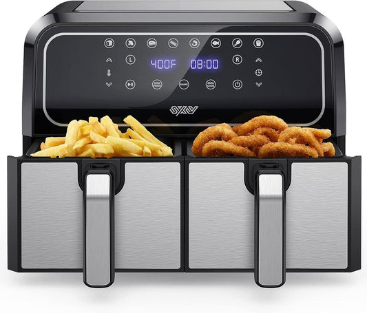 New No Box Innsky 8QT Air Fryer Oven with 2 Baskets, Hot Airfryer, Electric Toaster Oven Combo, Black