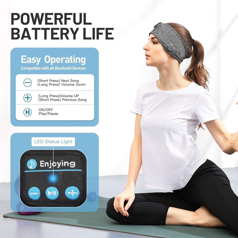 Sleep Headphones Wireless, Perytong Bluetooth Sports Headband Headphones with Ultra-Thin HD Stereo