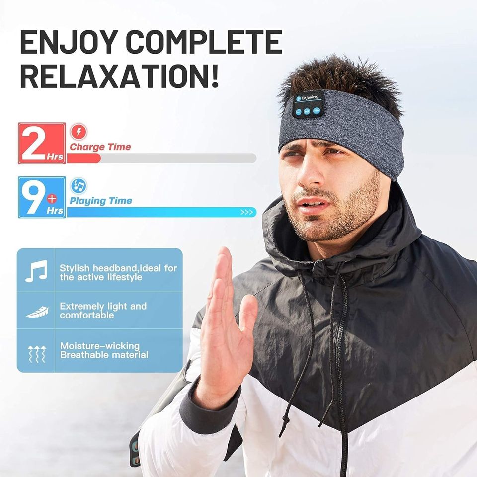 Sleep Headphones Wireless, Perytong Bluetooth Sports Headband Headphones with Ultra-Thin HD Stereo