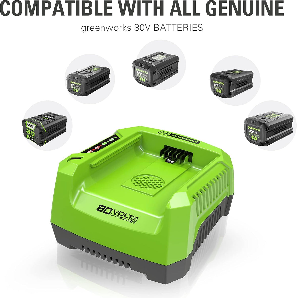 (Never Used) Greenworks PRO 80V Lithium Ion Single Port Rapid Battery Charger