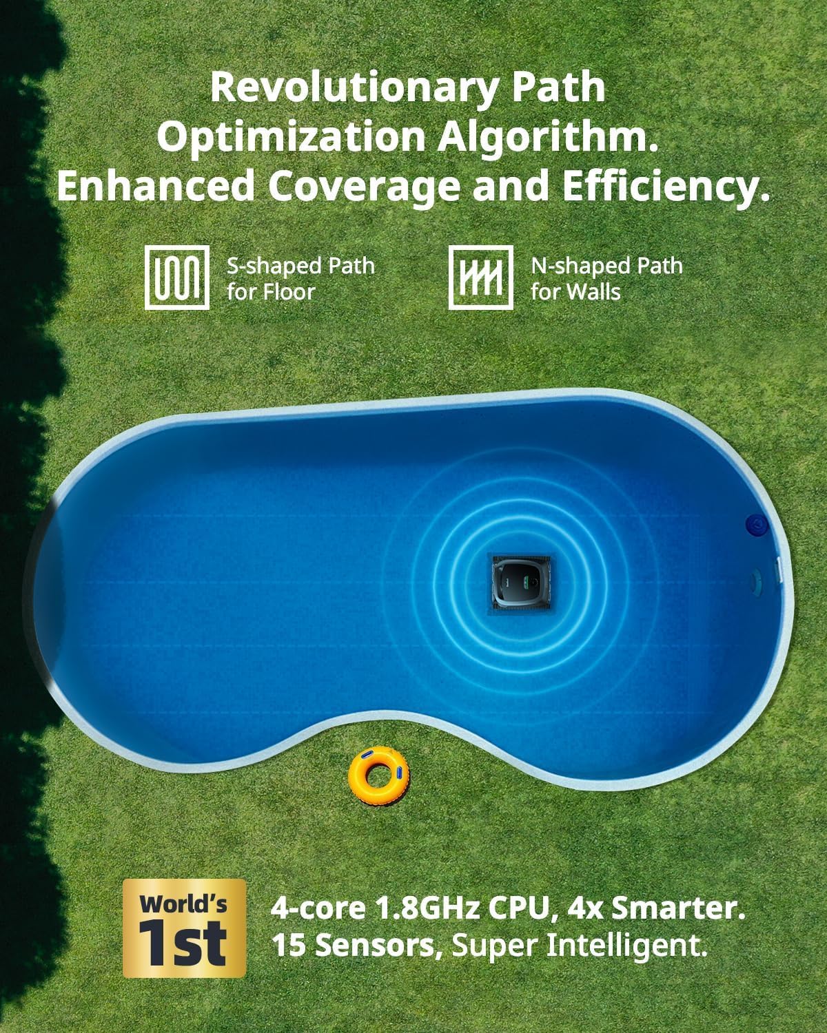 (Excellent) Beatbot AquaSense Cordless Robotic Pool Vacuum Cleaner - Intelligent Path Opimization, Cleans Floor, Walls, and Waterline - Suitable for Above & In-Ground Pools up to 2,260 sq.ft.