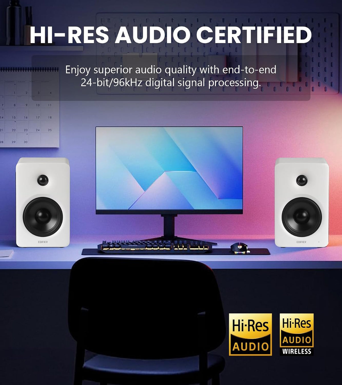 (New Open Box)  Edifier M90 100W RMS Computer Speakers | Premium Desktop Speakers • White |