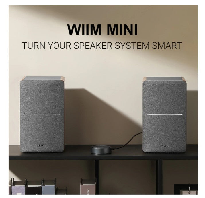 (Excellent) Edifier R1280T Speakers + WiiM Mini Wi-Fi Streamer | Hi-Res Audio • Bluetooth Streaming