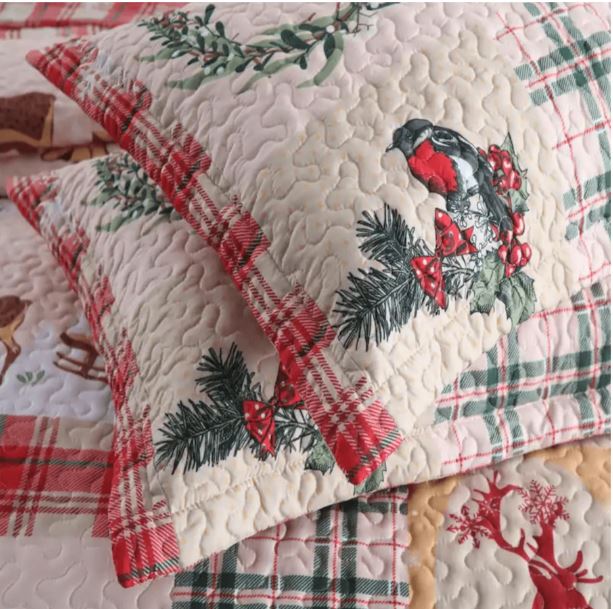 (New) Marcielo Christmas Quilt Set | Snowflakes • Deer • Snowman Bedding