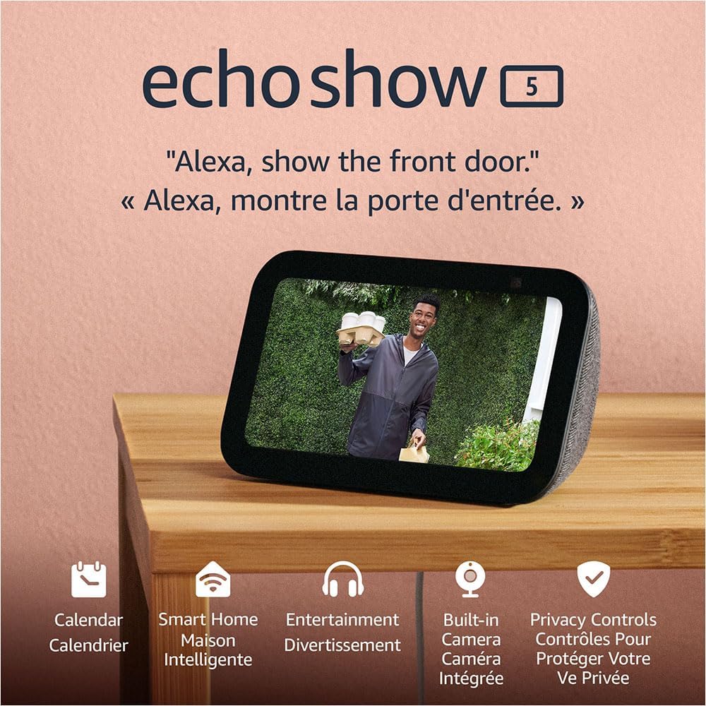 (Excellent) Amazon Echo Show 5 (3rd Gen) Smart Display | Deeper Bass • Clearer Sound • Charcoal