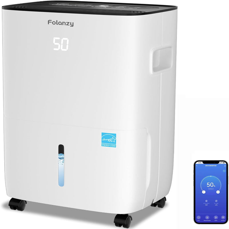 (New Open Box) Smart Dehumidifier,Folanzy 120 Pints Energy Star Dehumidifier for Basement Bedroom