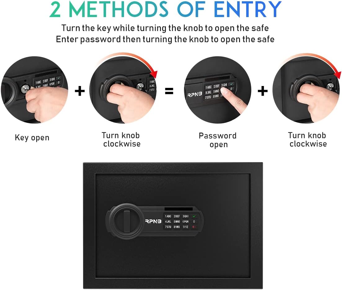 (New Open Box) RPNB Deluxe Safe and Lock Box, Digital Keypad Safe Box,Steel Alloy Small Safes, 0.5 Cubic Feet