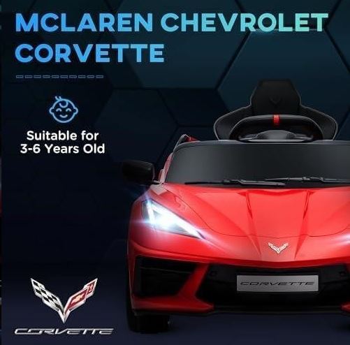 (New Open Box) 12V Chevrolet Corvette C8 Kids Ride-On Car | Remote Control