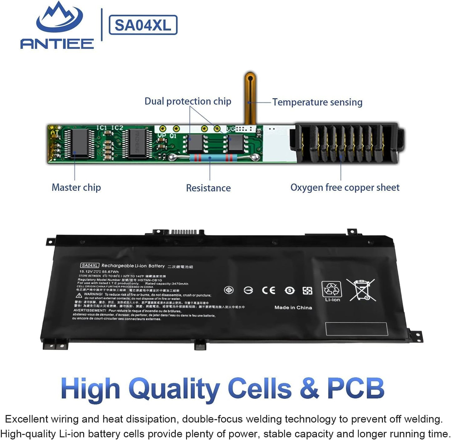 (New Open Box) SA04XL Battery Replacement for HP Envy x360 15” & 17” Laptops |
