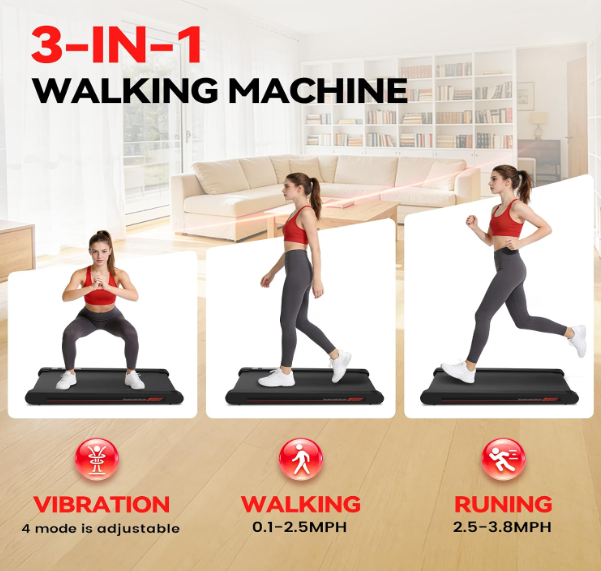 (New Open Box) Freepi Walking Pad,Under Desk Vibration Treadmill,3 in 1 Vibration Plate Exercise Machine,Portable Treadmill for Home
