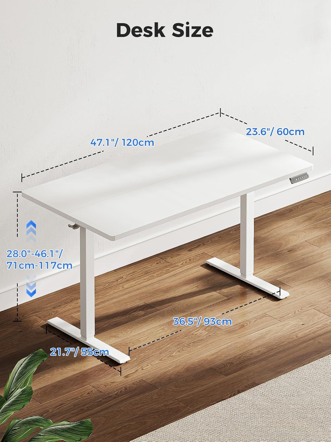 (New Open Box) OffiGo Electric Standing Desk, 48 Inch Height Adjustable Sit Stand Table, Ergonomic Computer Desk with 3 Preset Memory Height for Home, Office, Workstation, Black