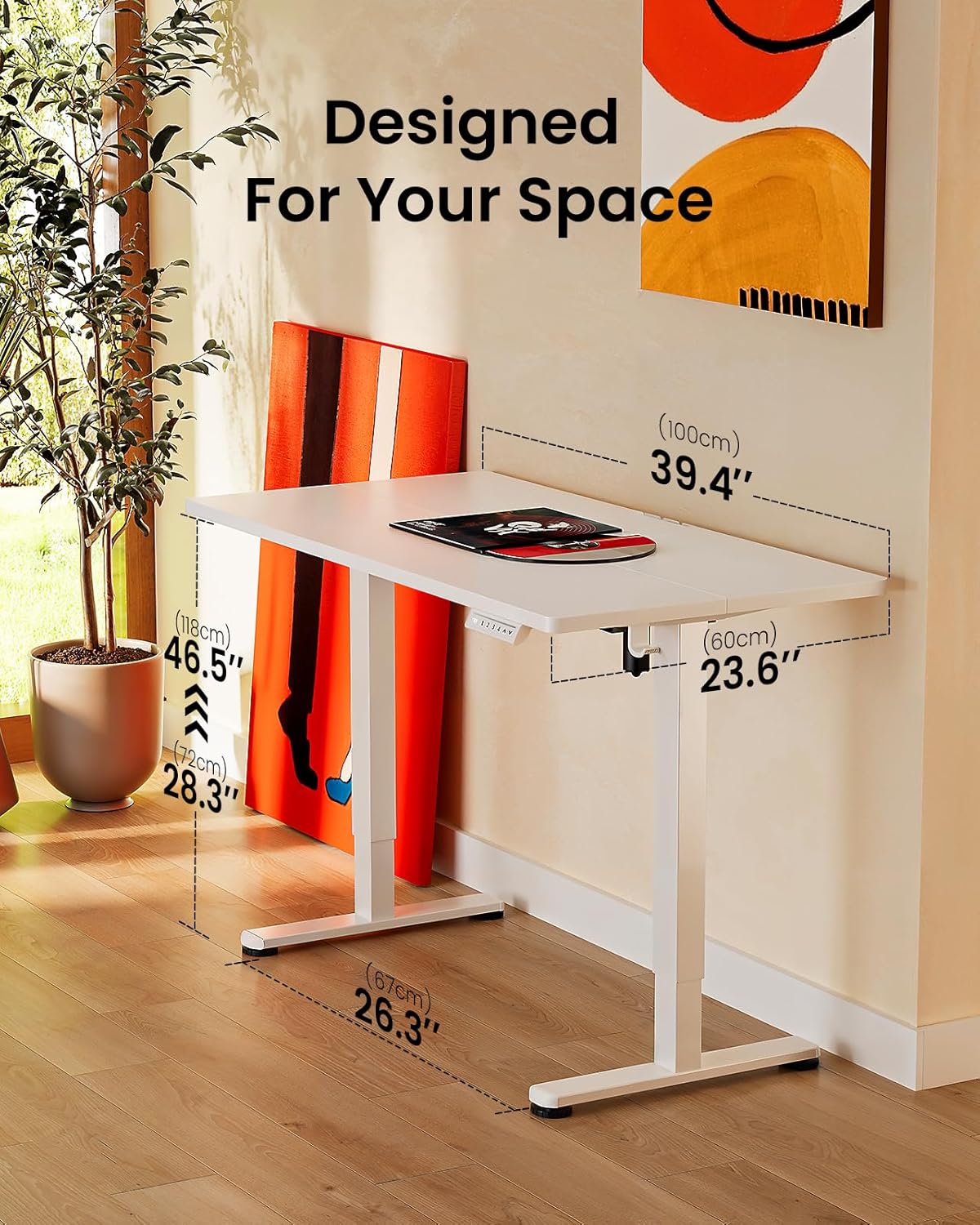 (New Open Box) ErGear Electric Standing Desk, 40"x24" Height Adjustable Sit Stand up Desk, 4 Memory Computer Home Office Desk Standing Table with Splice Board (White)