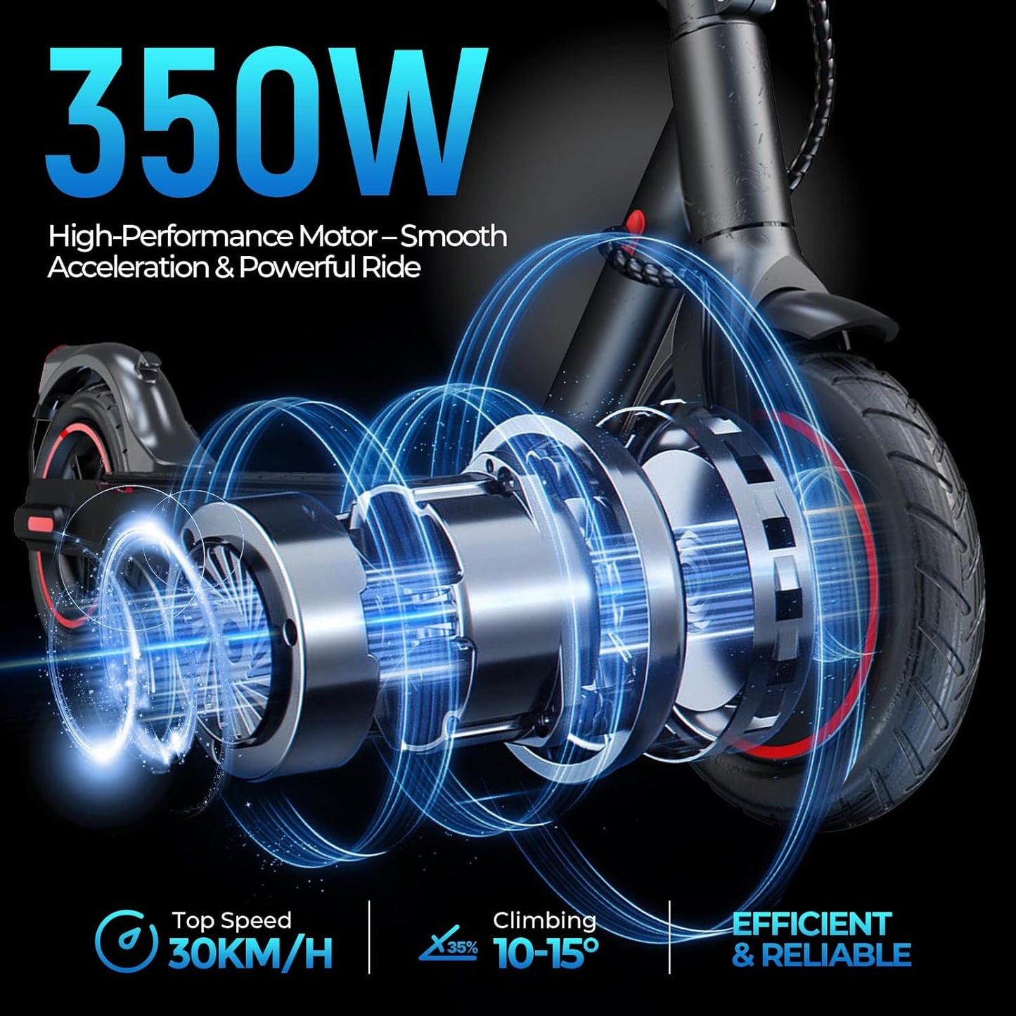 (New Open Box) iScooter Electric Scooter for Adults & Teens, 500W/350W Motor, 35/30 km/h Top Speed & 37/30/20 km Range, 10"/8.5" Tires, Lightweight Foldable Commuter E-Scooter with Dual Brakes, Optional APP Control