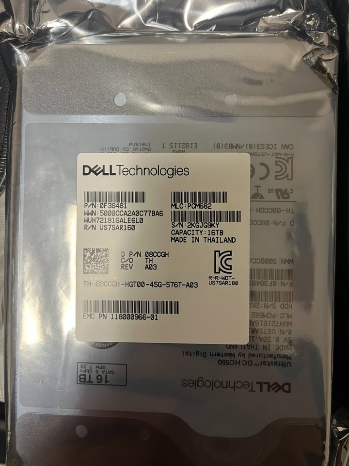 (Brand New) Dell Western Digital Ultrastar DC HC550 3.5 inch Hard Drive 16TB 7.2K SATA 6G