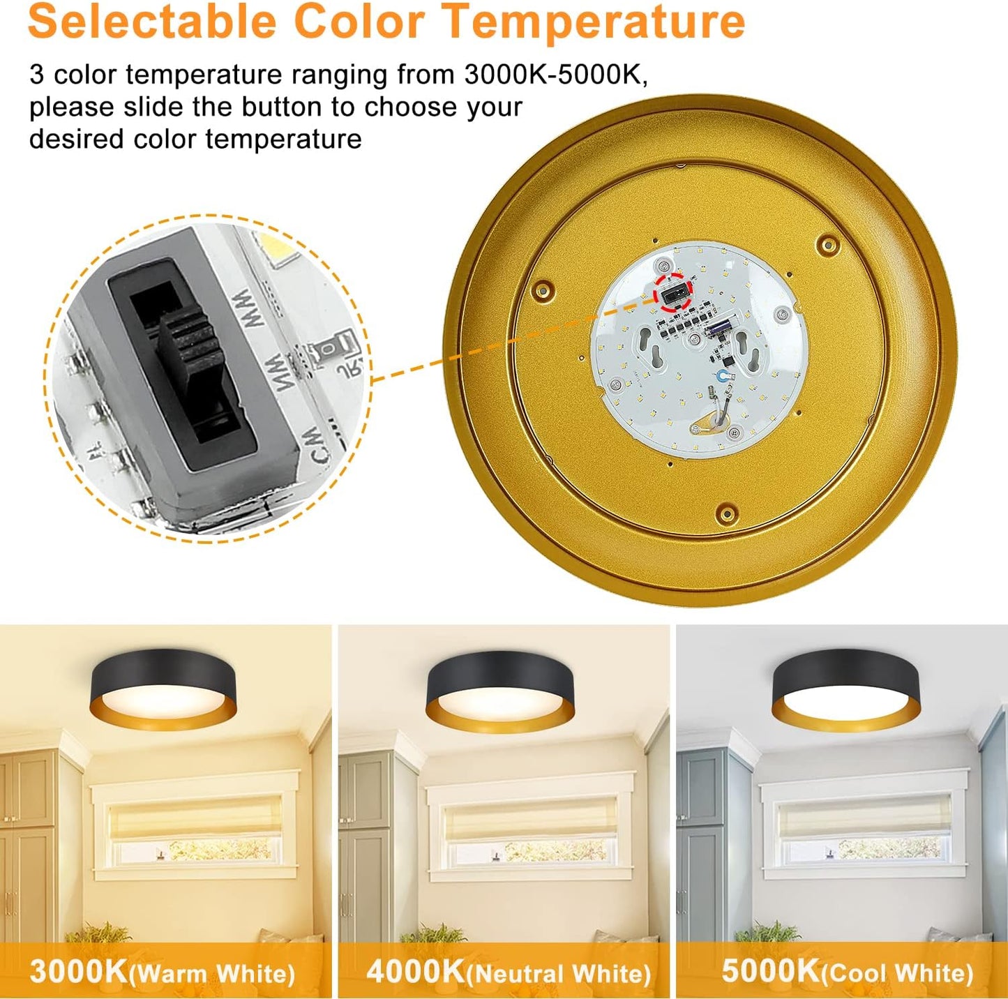 (New Open Box)  DingliLighting 30W Dimmable LED Flush Mount Ceiling Light | Color Changeable