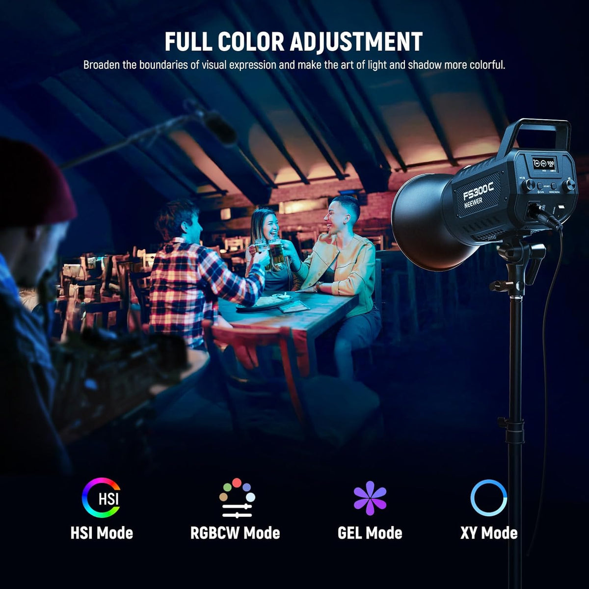 (New Open Box) NEEWER FS300C 300W RGB LED Video Light with App/2.4G Control