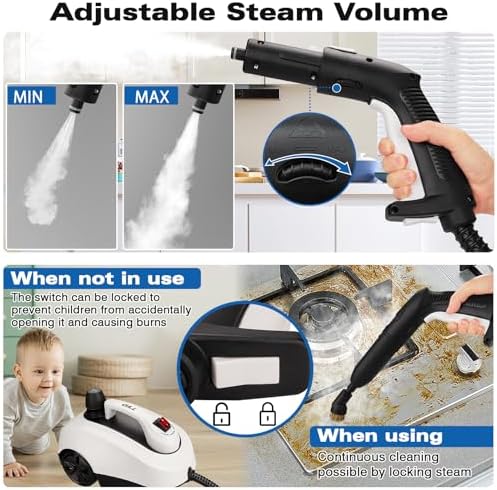 (Brand New) TVD Steam Cleaner, Heavy Duty Canister Steamer with 26 Accessories, Steam Mop (White)