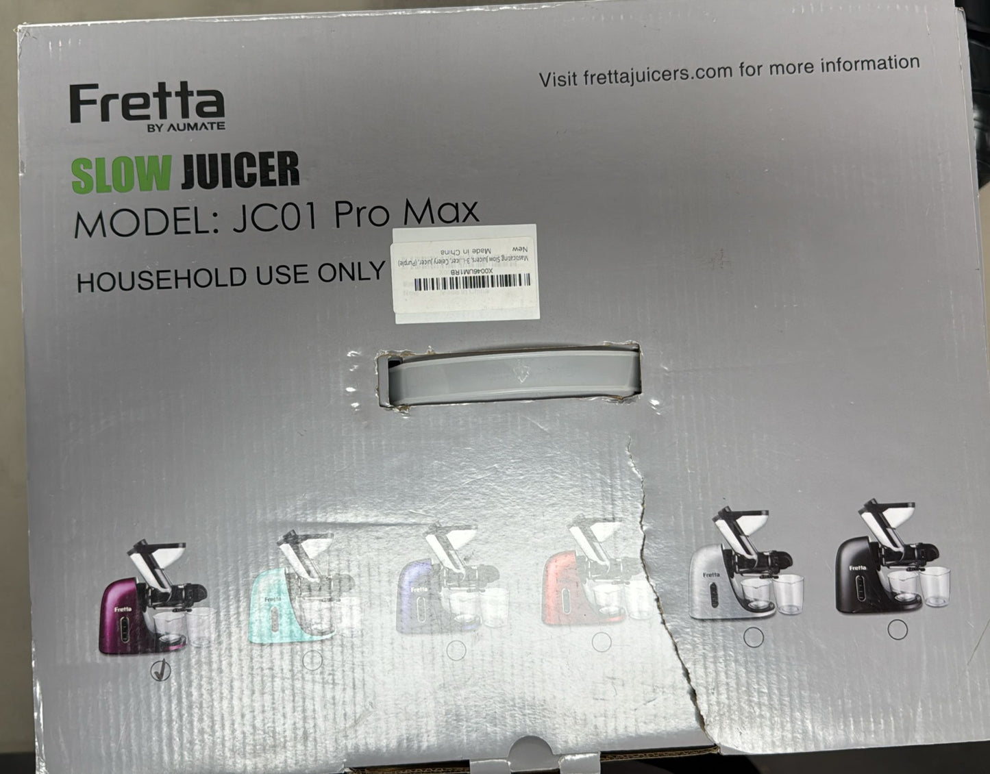 (New Open Box) Cold Press Juicer, Fretta Masticating Slow Juicer Extractor, Juice Maker Machine