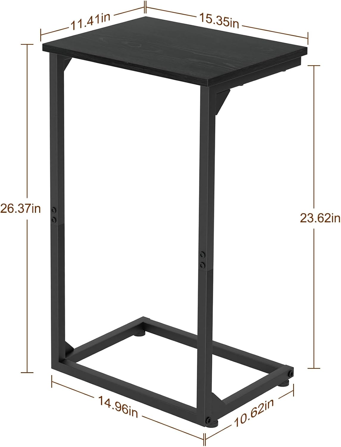 (New Open Box) AMHANCIBLE C-Shaped End Table Set of 2, 26.37" H, Couch Tables that Slide Under Sofa, Sturdy Side Table for Living Room, Bedroom, Small Space, Black, HET02BBK