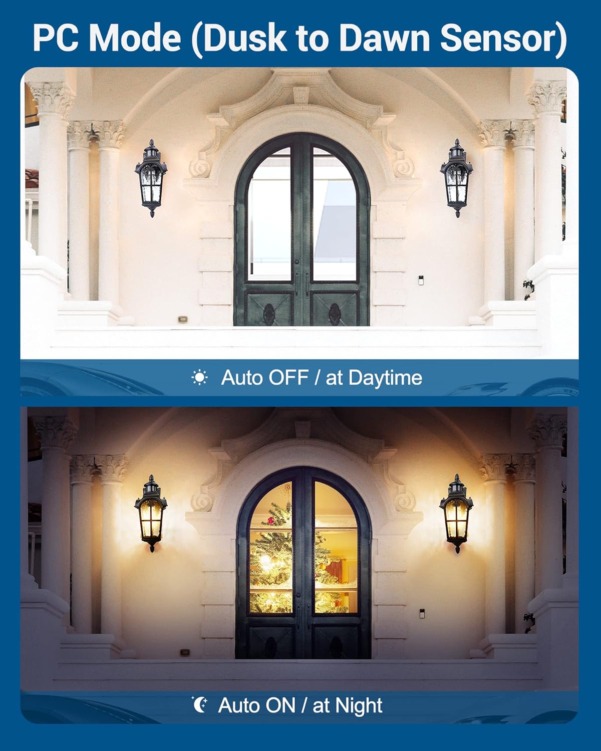 (New Open Box)  DEWENWILS Motion Sensor Outdoor Wall Lights | 2-Pack Dusk to Dawn Lantern Fixtures | HB-069