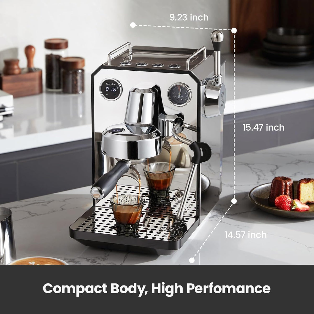 (New Open Box) Gemilai Owl Espresso Machine G3006 – 15 Bar | Semi-Automatic with Milk Frother