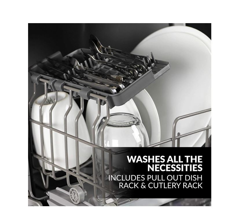 (New Open Box) Farberware Portable Dishwasher with Built-In Water Tank with Baby Care and Fruit Wash Settings in White w/ 6-Place Setting Capacity, FDW05ASBWHA
