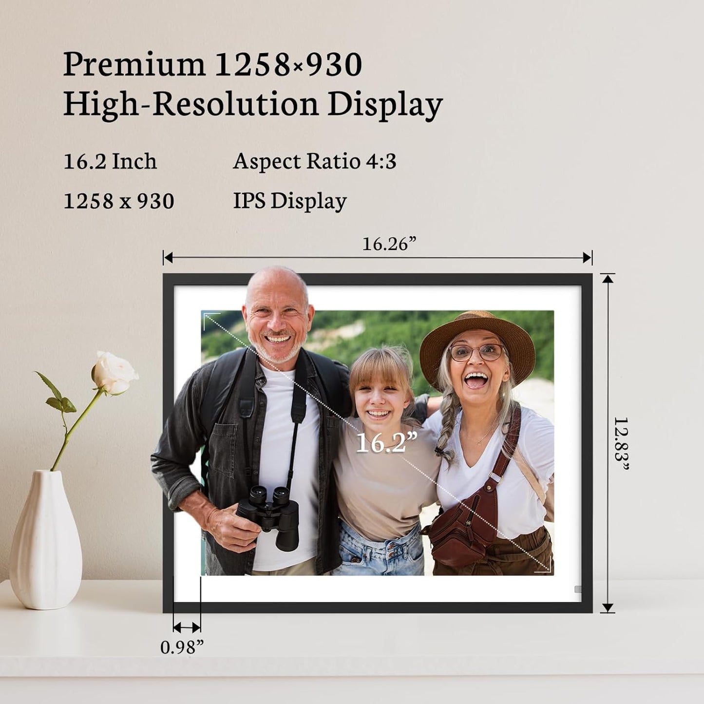 (New Open Box) BSIMB 16.2" Digital Picture Frame | Touchscreen • 32GB • WiFi Sharing