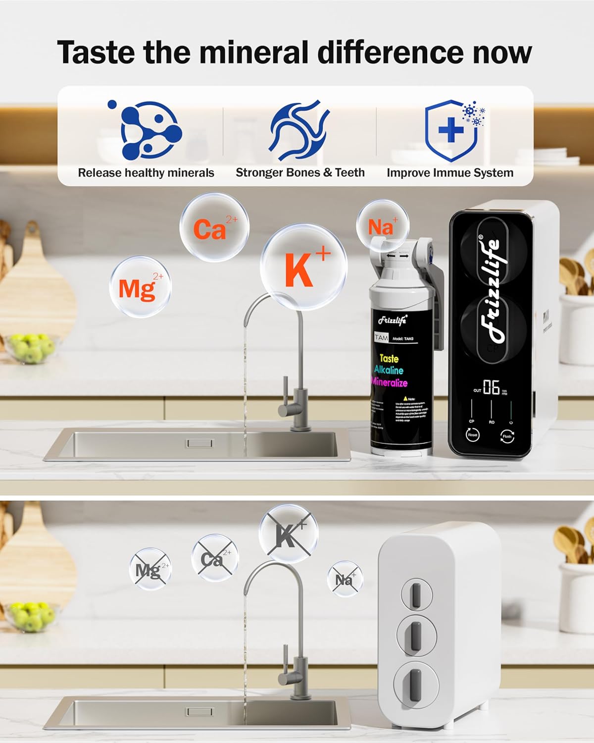 (New Open Box) Frizzlife 600 GPD Tankless Reverse Osmosis Water System With Alkaline & Remineralization, PD600-TAM3