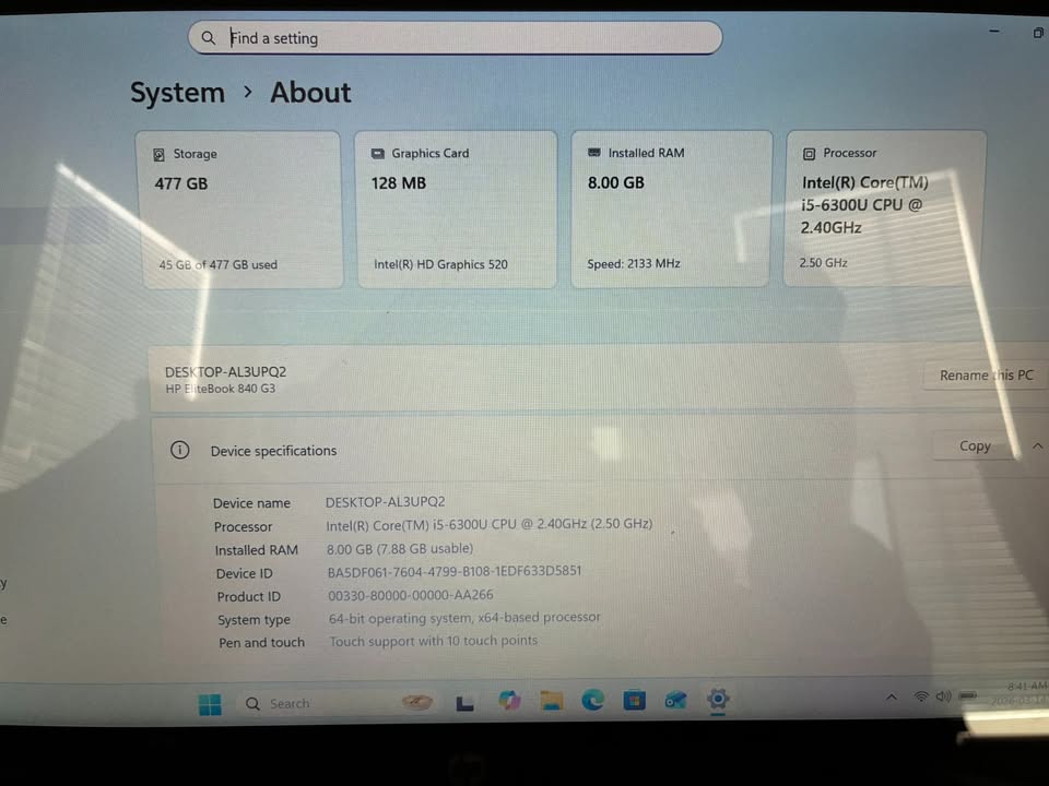 (Good) HP EliteBook G3 Laptop – Fast SSD, Business Class with LTE sim slot screen defect