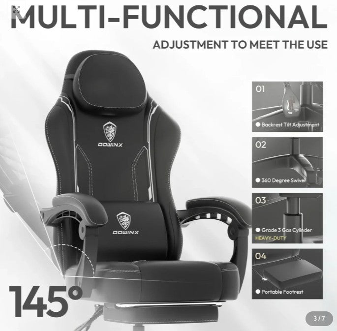(New Open Box)  Dowinx Ergonomic Series 6650 Gaming Chair | Pocket Spring Cushion • Footrest