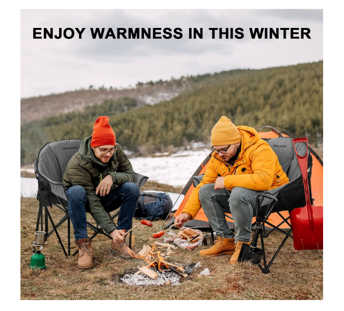 (Excellent) REALEAD Oversized Heated Camping Chair with Fully Thick Padded