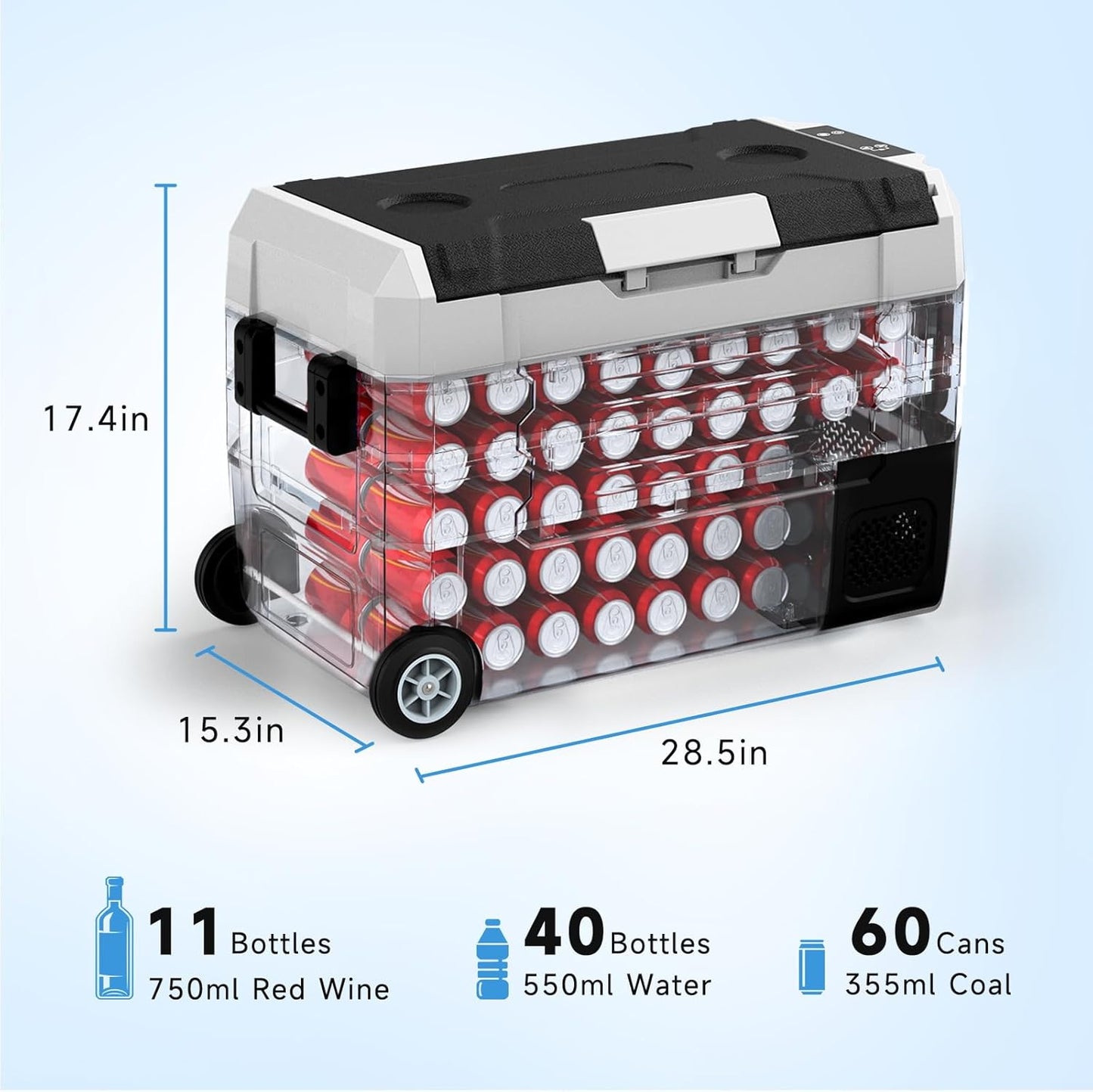 (New Open Box) SubSun12V Cooler Car Fridge, 48QT -4℉~68℉ Fast Cooling Car Refrigerator, Portable Freezer with 12/24V DC and 110-220V AC, Electric Cooler for Camping, Road Trip and Boat