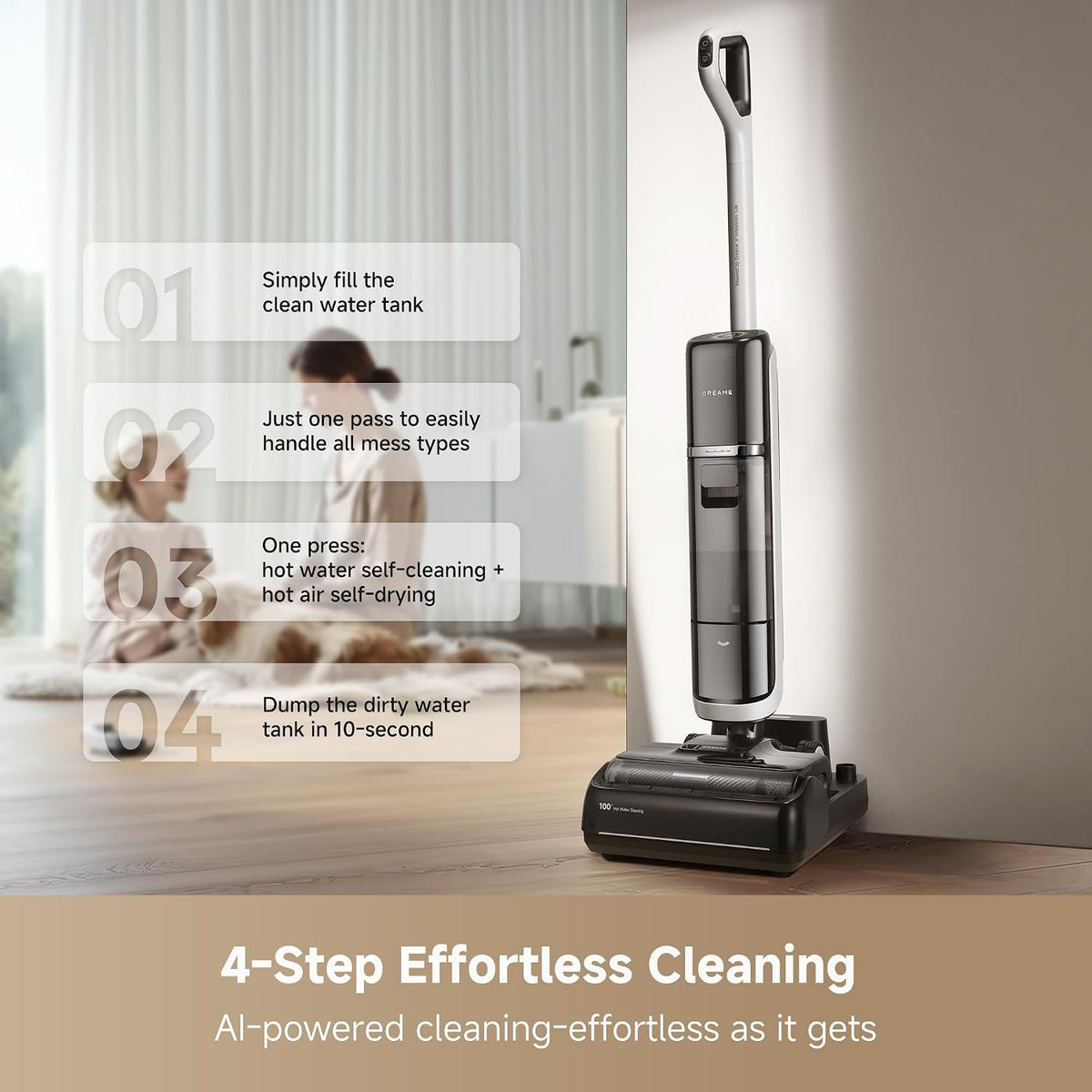 (Excellent) DREAME H15 Pro Heat Wet Dry Vacuum Cleaner – Hot Water Floor Cleaning | 22KPa Suction