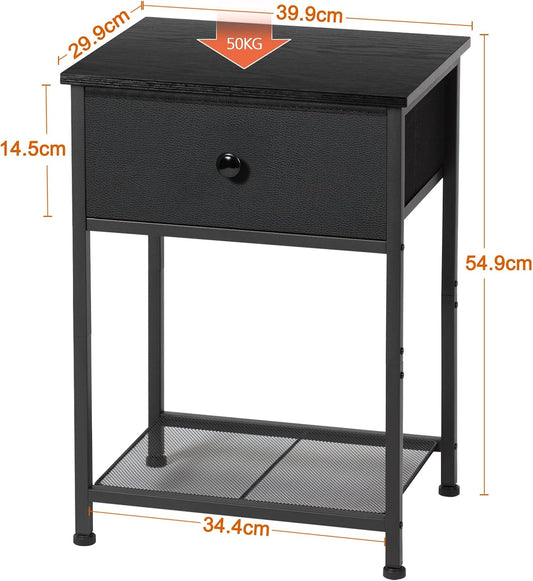 (New Open Box) AMHANCIBLE Night Stand Set 2, Bedside Table with Fabric Drawer, HET03SDDG