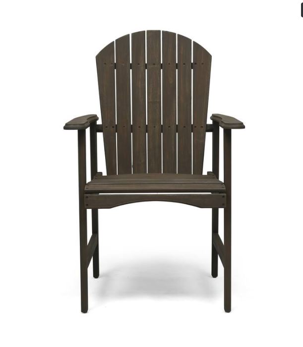 (New Open Box) Pima Outdoor Dining Chair Set of 2, Adirondack Taupe Gray Acacia Wood