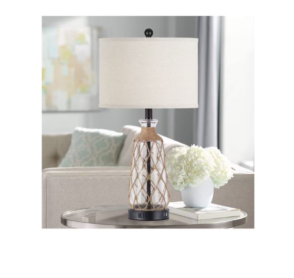 (Brand New) 25-in Baby Blue LED Touch Table Lamp Set of 2 | Linen Shade | TD-203