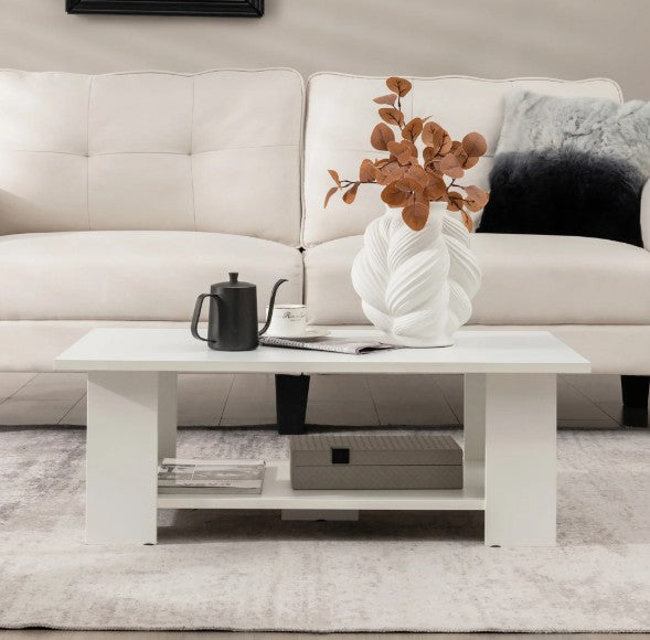 (New Open Box) Coffee Table 2-Tier Modern Center Cocktail Table W/Storage Shelf for Living Room