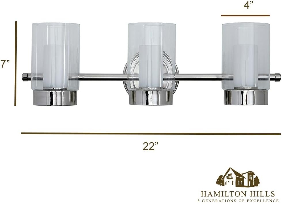 (New Open Box)  Hamilton Hills Polished Nickel Triple Light Fixture | HB -57
