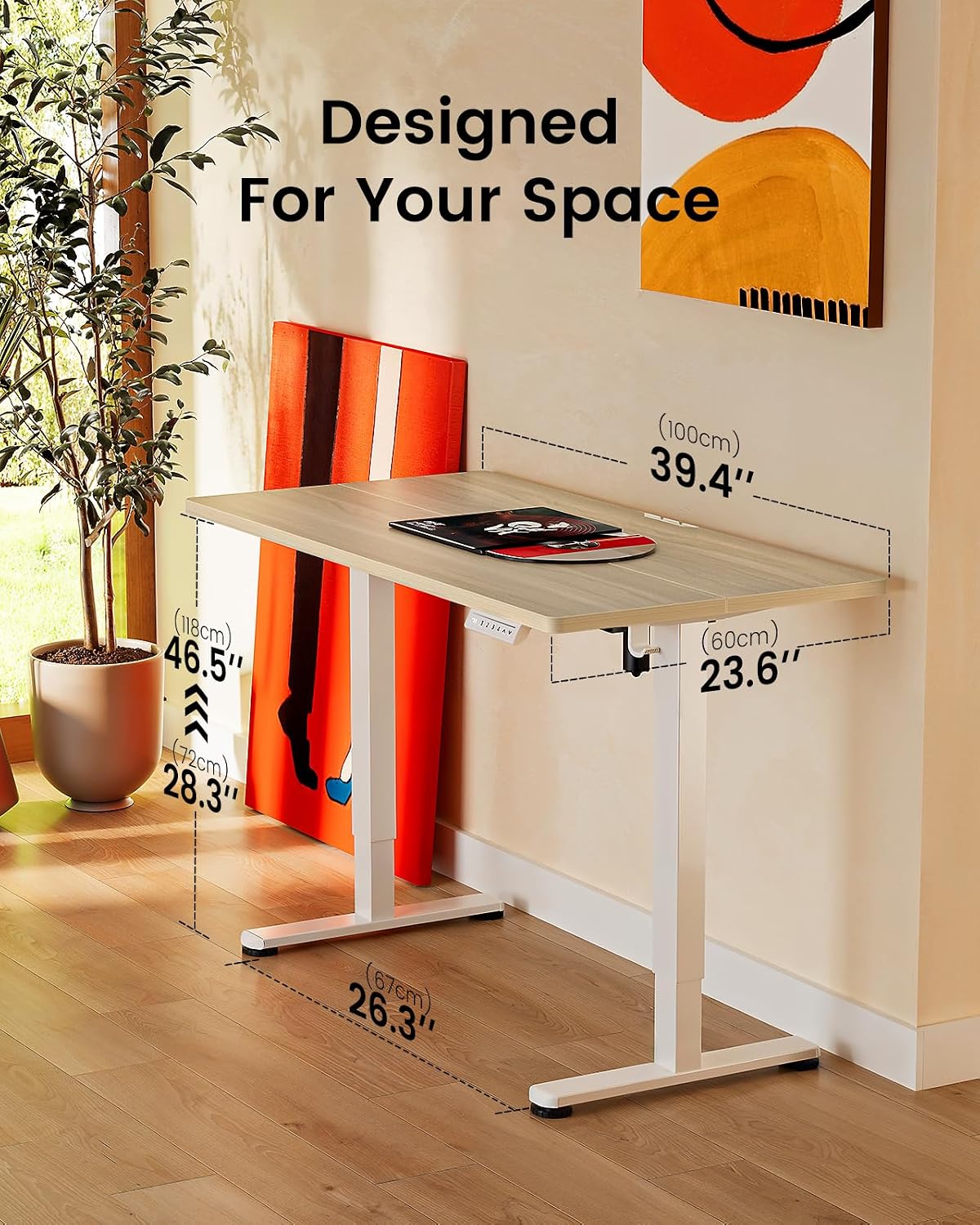 (New Open Box) ErGear Height Adjustable Electric Standing Desk, 40 x 24 Inches Sit Stand up Desk, Memory Computer Home Office Desk, Natural