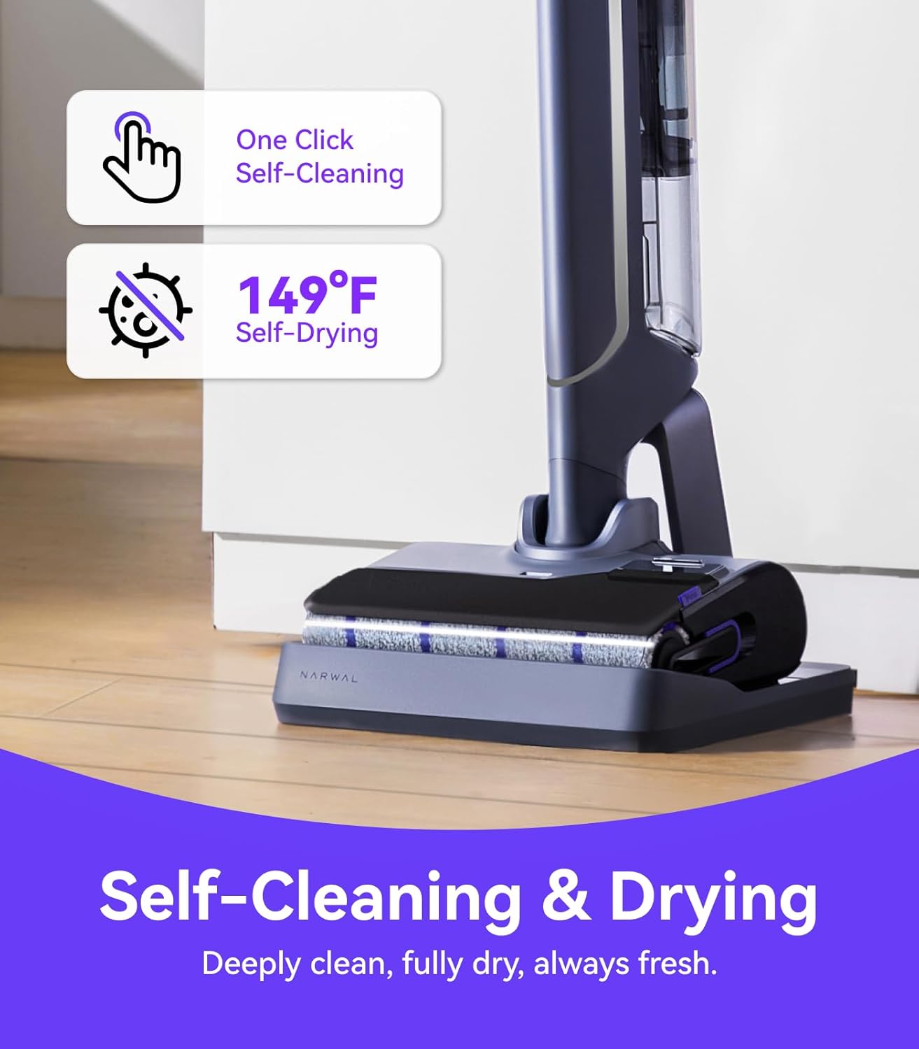 (New Open Box) NARWAL S20 Pro Cordless Vacuum Mop with Self-Cleaning, Wet Dry Vacuum Cleaner for Hard Floors, Ideal for Families with Kids and Pets
