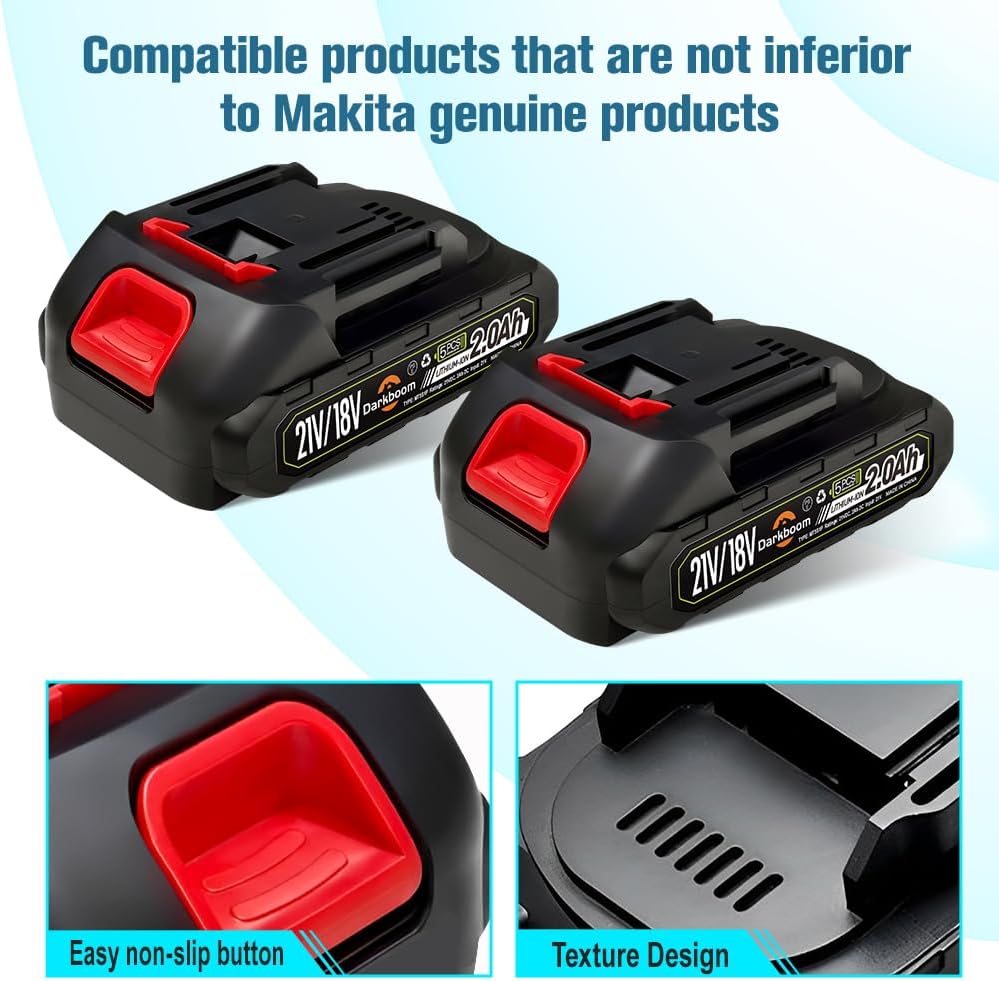 (New Open Box) 2 pcs 21V batteries, 2.0Ah 2000mAh battery for 20V 21V cordless power tools with a Battery Charger