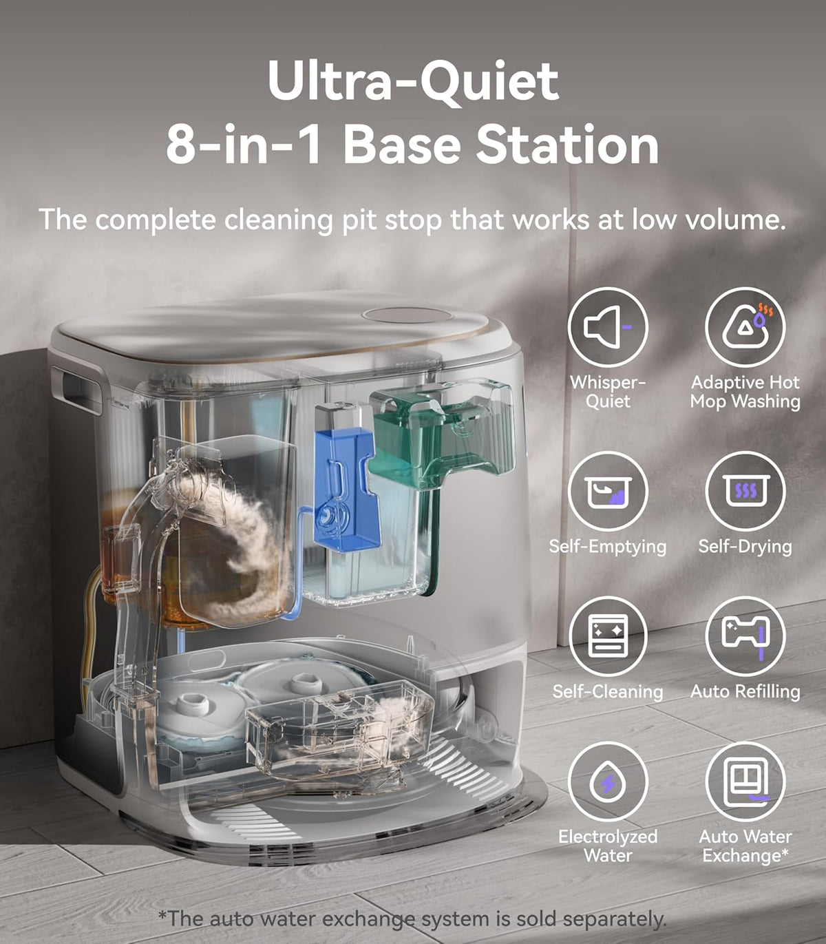 (New Open Box) NARWAL Freo Z Ultra Robot Vacuum and Mop Combo, Dual RGB Cameras and Chips, AI Avoidance, 12000Pa Suction, Real-Time Decisions, Adaptive Hot-Water Self Wash & Self Emptying, Pet Hair, Quiet