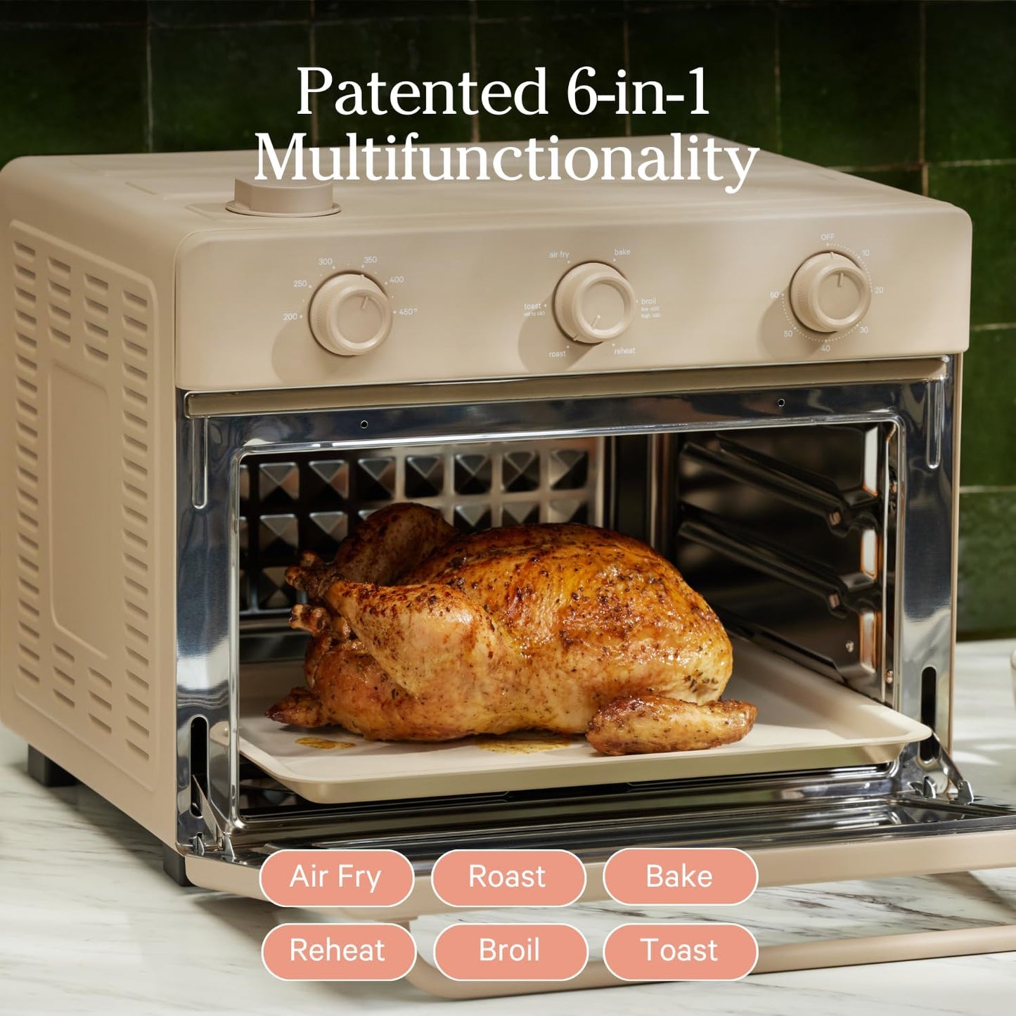 (New Open Box) Our Place Large Wonder Oven | 6-In-1 Toxin-Free Air Fryer & Toaster with Steam Infusion | Family-Sized 30L, 1700W Countertop Design | Includes Bake Tray, Fryer Basket, Large Racks | Steam