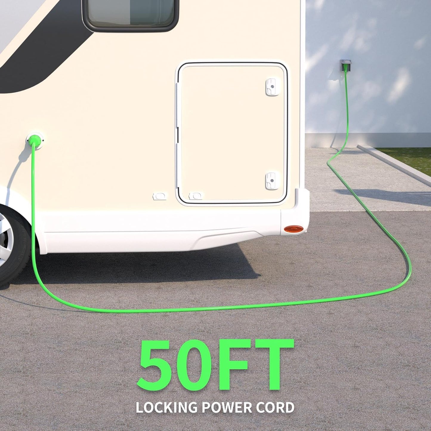 (New Open Box) Richeer 50A RV Extension Cord – 50ft | 14-50P to SS2-50R • Heavy-Duty • Locking Connector •