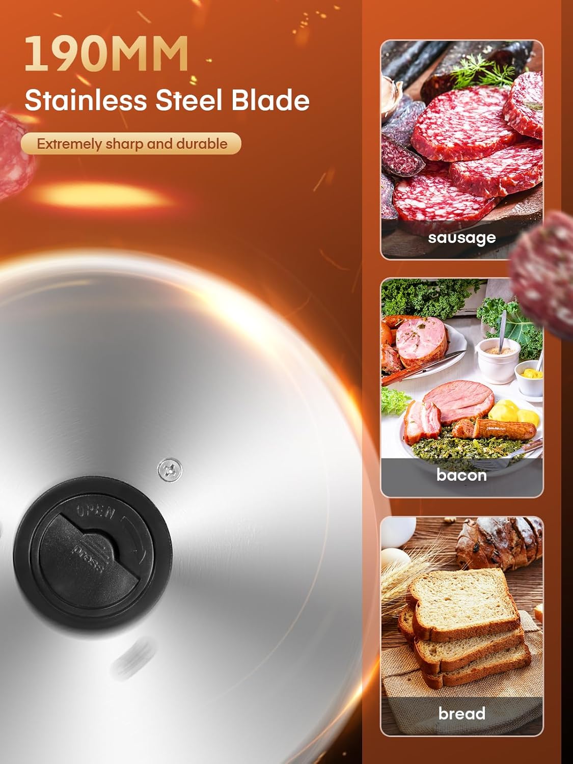 (New Open Box) FOHERE Electric Meat Slicer, 200W Deli & Food Slicer with Two 7.5'' Blade(Serrated & Smooth)