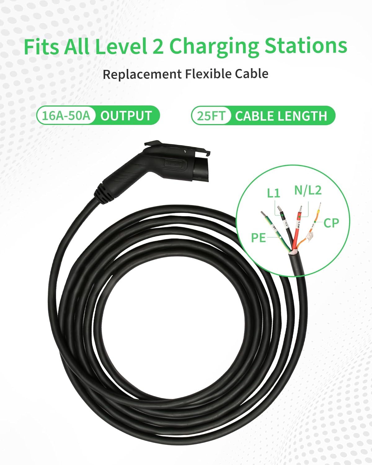 (New Open Box) Autel New Level 2 Charger Replacement Cable, 16 Amp-50 Amp 240 Volt SAE J1772 Charger for All EV Charging Stations, 25-Foot Charging Cable, More Durability and Flexibility