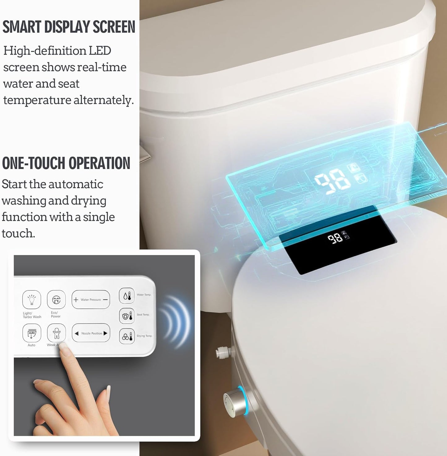 (New Open Box)  Heated Bidet Toilet Seat w/ Remote – Warm Water, Dryer, Night Light!